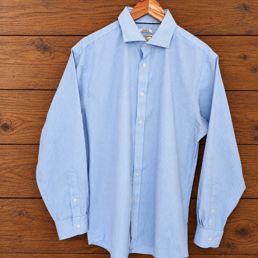 Jos A Bank 1905 Men's Dress Shirt 17-35 Blue Striped Non Iron Tailored Fit